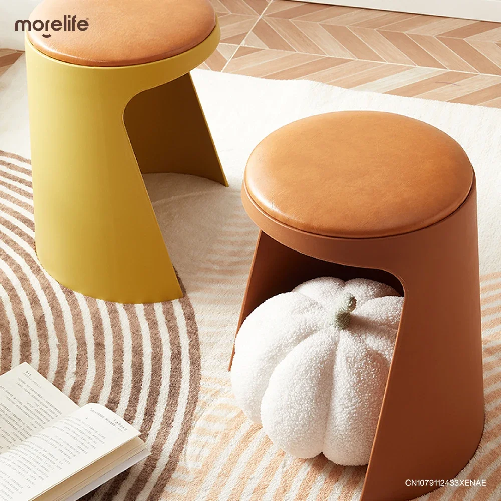 Nordic Style Creative Plastic Round Stool Modern Minimalist Living Room Stacked Shoe Changing Bench Storage Stools Furniture