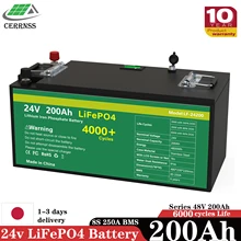 New 24V 200Ah LiFePO4 Battery Pack 5KW 8S250A BMS 6000 Cycle 48V Lithium Iron Phosphate Solar Battery ip5 For RV Car Boat No Tax