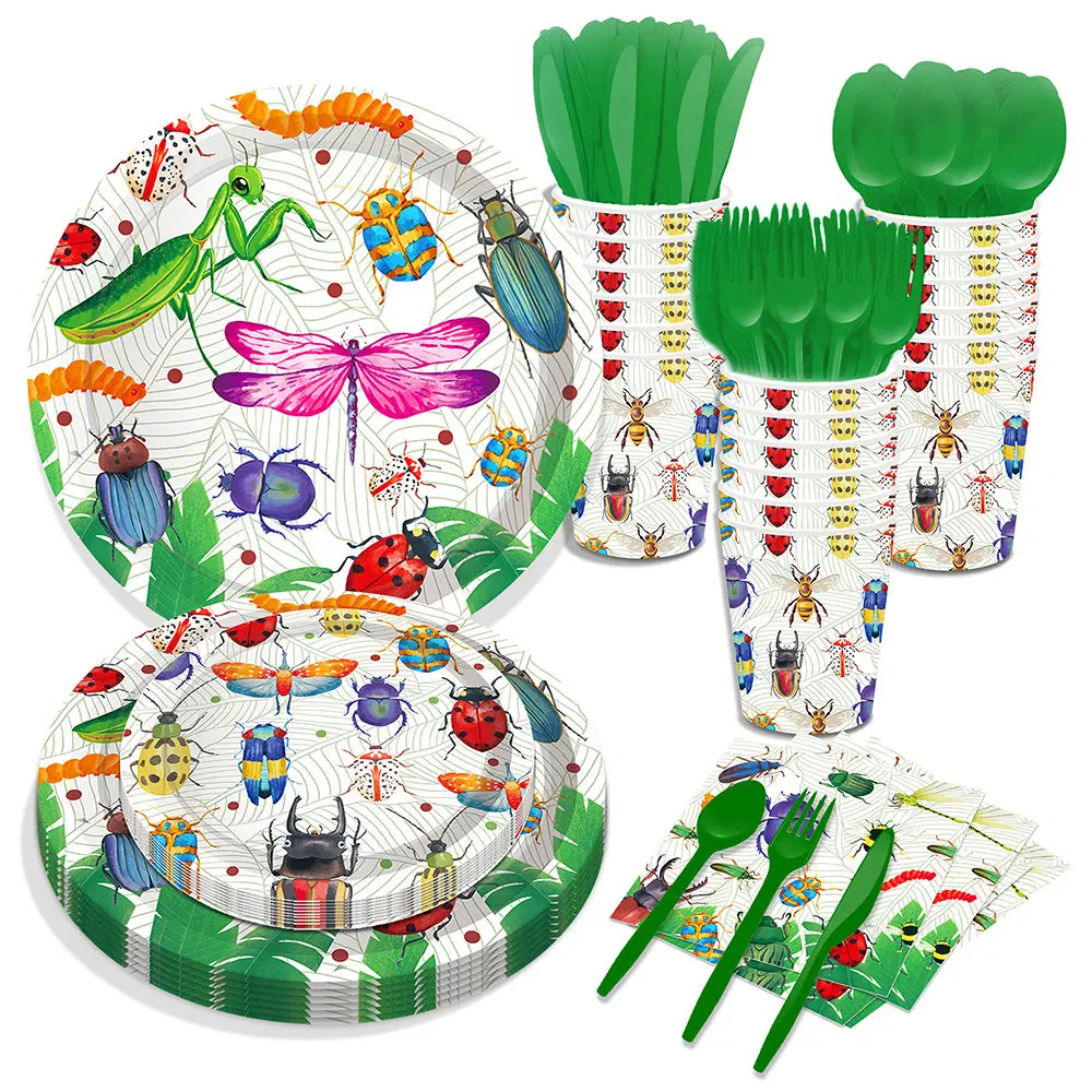 

Bee Ladybug disposable party cutlery Birthday decorations Boy Girl baby party
