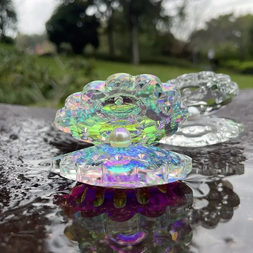 Home Transparent Crystal River Clam Pearl Shell Birthday Gift Office Crystal Crafts Ornament Nordic Decoration Luxe Room Decors