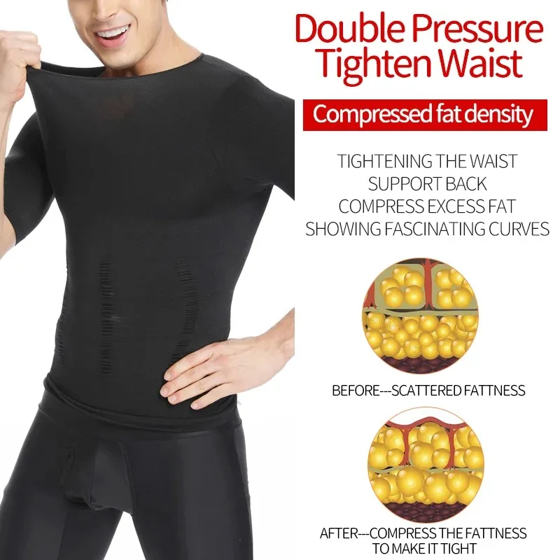 Men's Seamless Thin Cut Waist Cinching Chest Cinching Body Shaping Top Body Cinching Short Sleeved Shirt Waist Trainer Corset