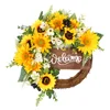 Spring Artificial Sunflower Wreath For Front Door Yellow Decorative Summer Floral Door Wreath Welcome Sign Wall Home Decoration 1