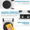 Turkewood electric stove, dual infrared ceramic heating plate cooking, two controlled range burners 4