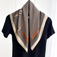 Foulard carré imprimé de luxe pour femmes, sac élégant, ruban, bandeau pour dames, châle Paisley, foulard pour dames, 70x70cm 3