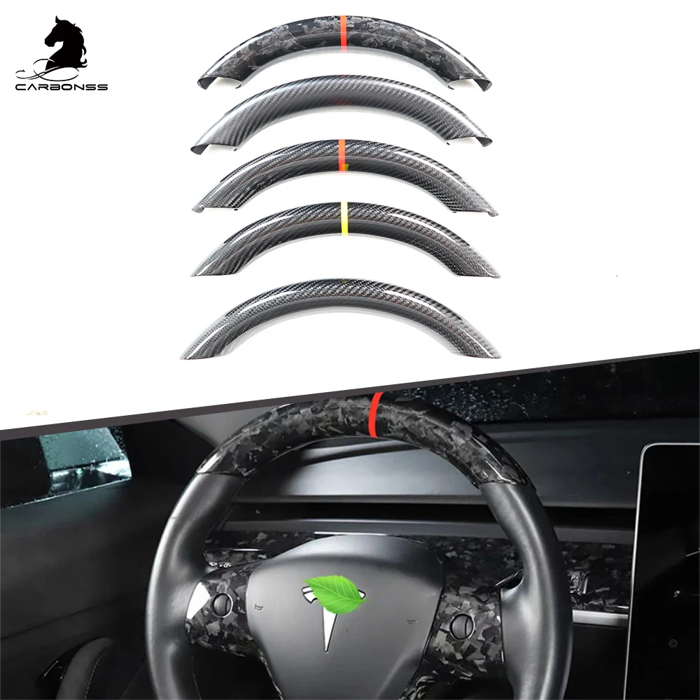 

Car Carbon Fiber Steering Wheel Top Cover For tesl-a Model 3