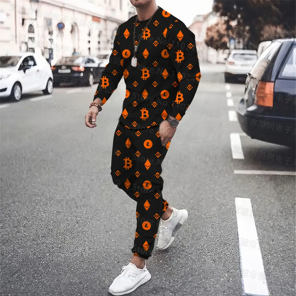 AliExpress Bitcoin Men T Shirt Long Sleeved Trousers Basketball Jersey Street Fashion Casual Sportswear Suit