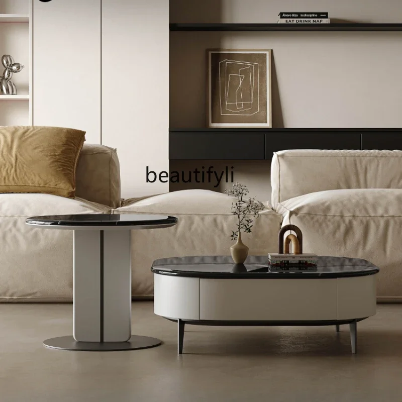 

Italian Minimalist Marble Tea Table Living Room Home Minimalist Modern Square and round Combination