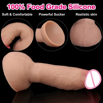 New Skin Feel Realistic Rubber Dildo Lesbian Masturbators Silicone Dick Big Suction Cup Penis Anal Plug Sex Toy for Men Women 3