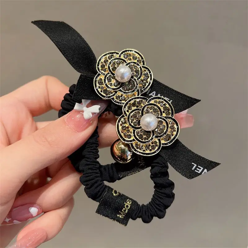 

Retro Camellia Flower Elastic Hair Ties for Women Advanced Sense Bow Headband 2023 Perfect Temperament Korean Accessories