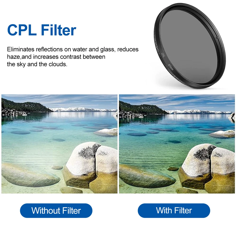 Lot 3 Filtres UV CPL FLD 52-67mm pour Objectif Appareil Photo