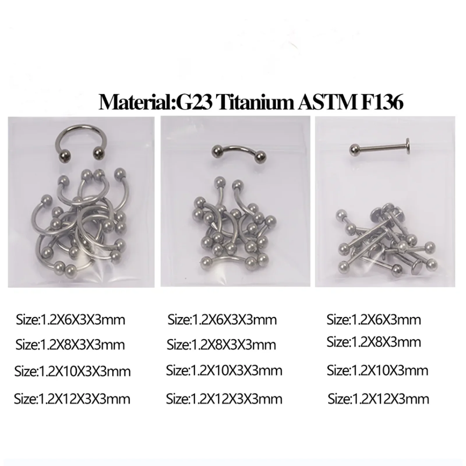 G23 Titanium Piercing Nose Stud Nose Hoop Horseshoe Spiked Cartilage Tragus Helix Ear Stud Body Piercing Jewelry 1/10PCS