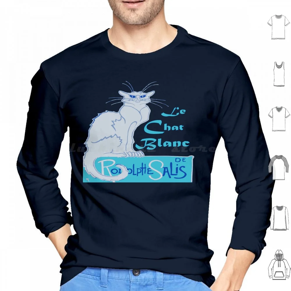 Le Chat Blanc A Le Char Parody Vector Felpa Con Cappuccio Cotone Manica Lunga Chat Le Chat Black Cat Avant Garde Cat Lovers Francophile
