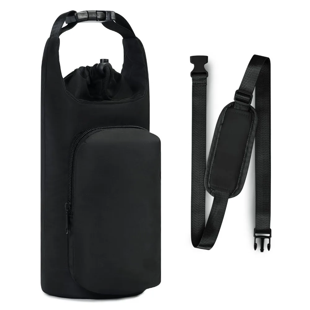 Insulated Crossbody Water Bottle Carrier with Adjustable Strap and Phone Pocket