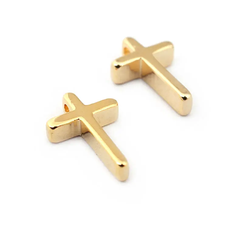 20PCS 13x8MM 18K Gold Color Brass Small Cross Charms