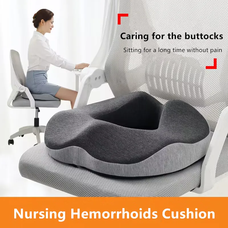 Ergonomic Memory Foam Donut Seat Cushion,Office Comfort Pillow for Cailbone Pain, Bed Sores, Hemorrhoids, Sciatica  ﻿