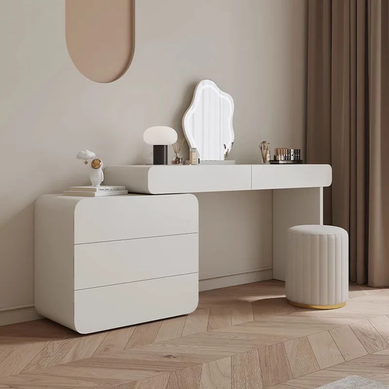 

Ornaments Vanity Dressing Table Nordic Style Shelf Storage Comfortable Dressing Table Stool Princess Schminktisch Furnitures