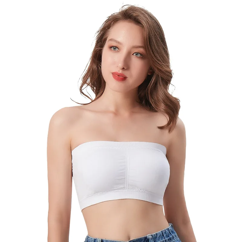 Back-supporting one-piece strapless basic bandeau bra with no shoulder straps invisible for base layer undergarment 1pcs ws04 women lingerie bra