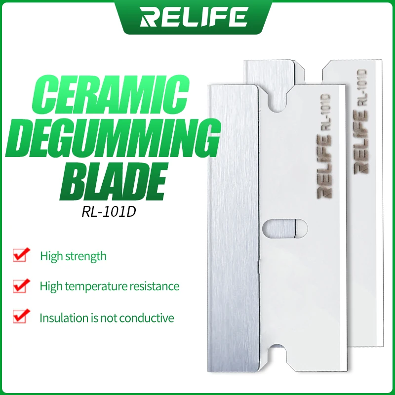 RELIFE RL-101D High Sharpness Insulated Ceramic Blade Kit For Mobile Phone Repair LCD Screen Remove Glue Remove OCA Scraper fonekong red blade cpu blade safey to clean a10 a9 cpu remove the glue protect hands blade for mobile phone hard disk baseband