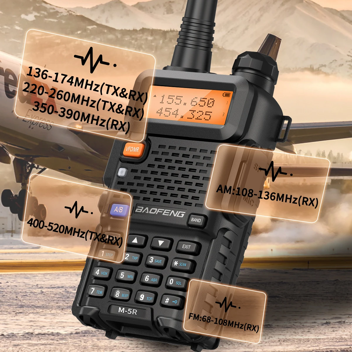 Baofeng M-5R 8W 5W Walkie Talkie Wireless Copy Frequency Type-C Long Range Tri Power Upgraded of UV-5R UV-K6 Ham Two Way Radio 3