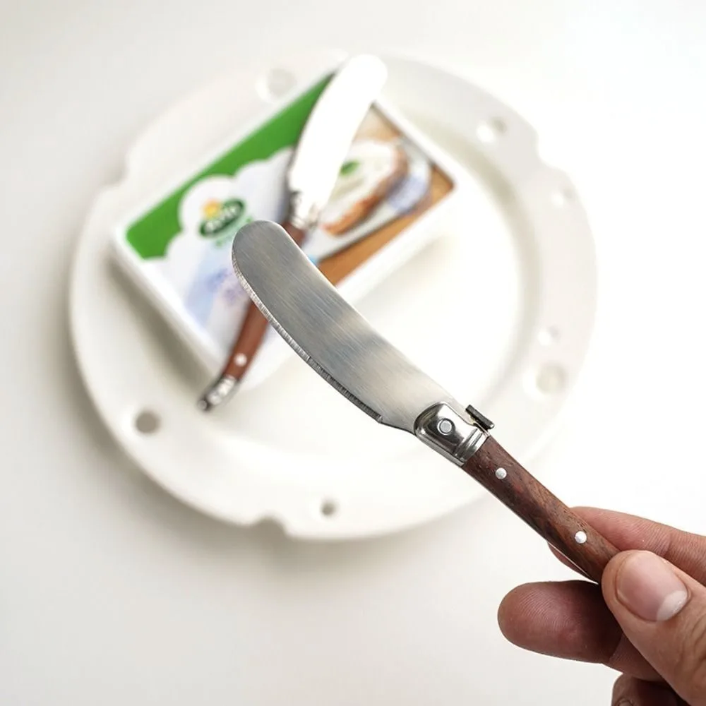 Kitchen Tools Butter Knife New Round Head Pear Handle Jam Spreading Scraper Print Pattern Stirring Spoon butter cutter utensil