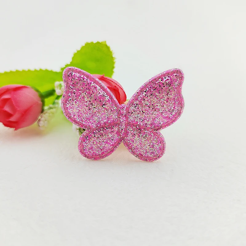 100 Teile/los Zwei Größe Glitter Schmetterling Gepolsterte Appliques Für Handwerk Kleidung Nähen Liefert DIY Haar Clip Zubehör Patch – Detail 10
