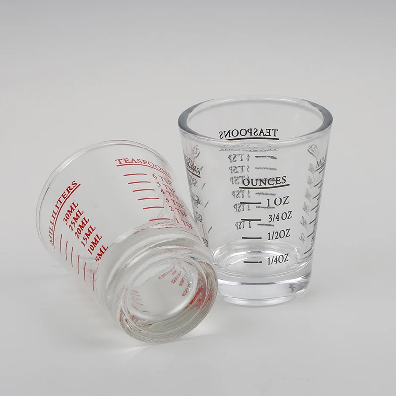 2 Pezzi Misurino in Vetro con Scala Chiara, 90ml/120ml Misurino in