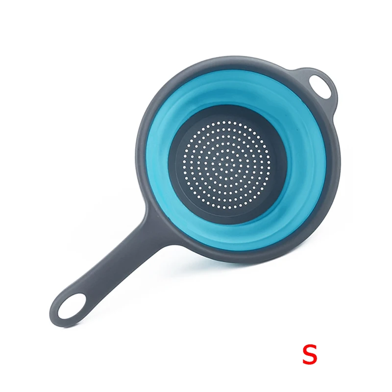 Silicone Collapsible Kitchen Strainer with Handle for Draining Pasta, Vegetables, and Fruits