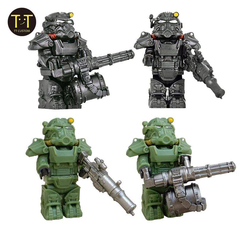 Moc Militär T60 Soldaten Mini Anime Action Fallouts Figuren Waffen Roboter Mecha Bausteine Ziegel DIY Spielzeug für Kinder Geschenk