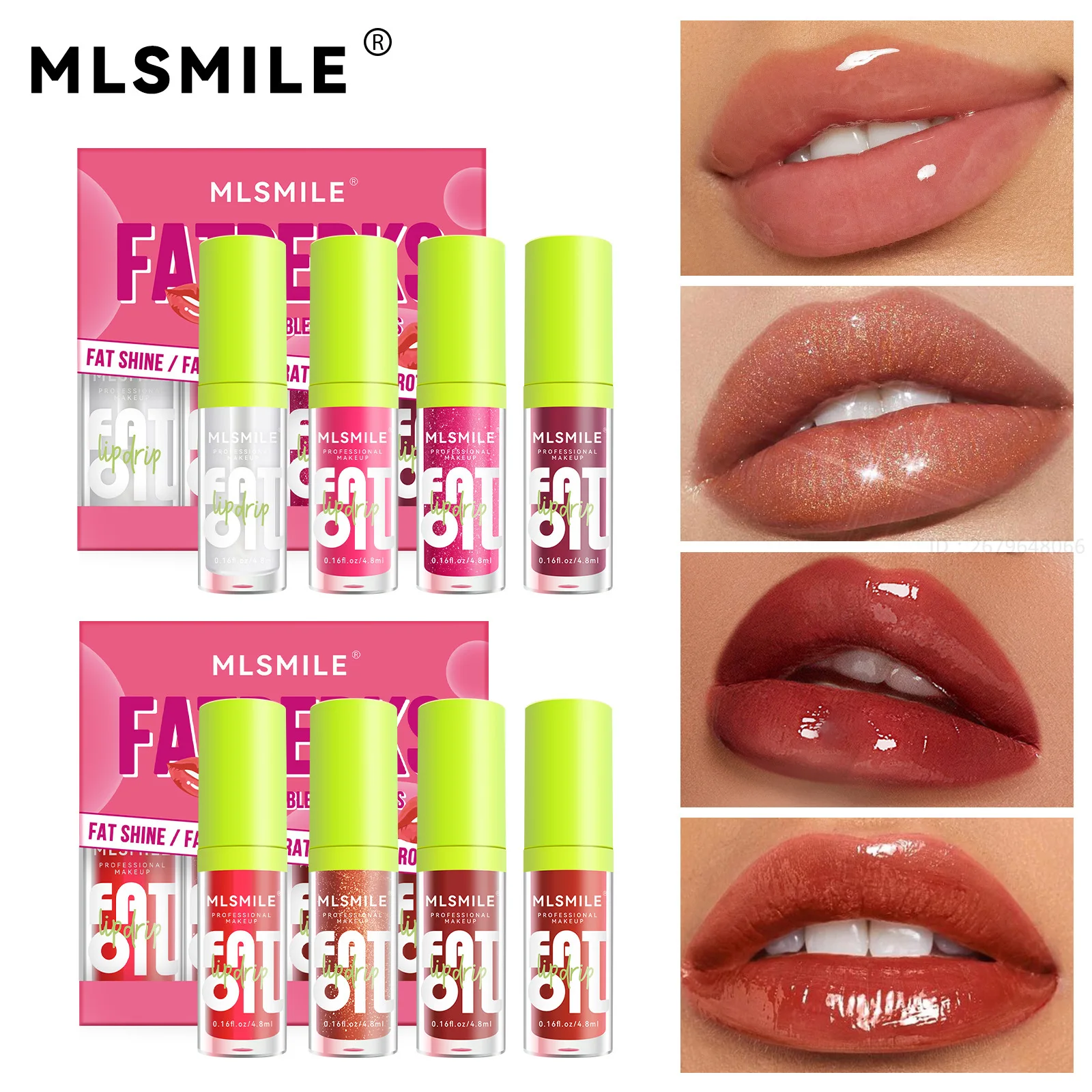 Lip Glaze Lip Plumper 4Pcs/Set Jelly Lip Plumping Oil Transparent Long Lasting Moisturizing Lip Care Hydrating Glaze Make Up Liquid Lipstick