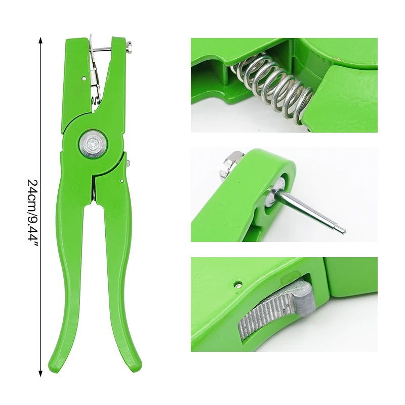 Metal Ear Tag Pliers and 10 Pcs Ear Tag Needles Identification Applicator Tool for Animal Swine, Cow, Sheep, and Rabbits 2