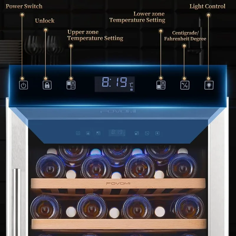 Wine Refrigerators,52-bottle Wine Fridge Cooler Freestanding Wine Refrigerator,(Bordeaux 750ml) Dual Zone Compressor Wine 5