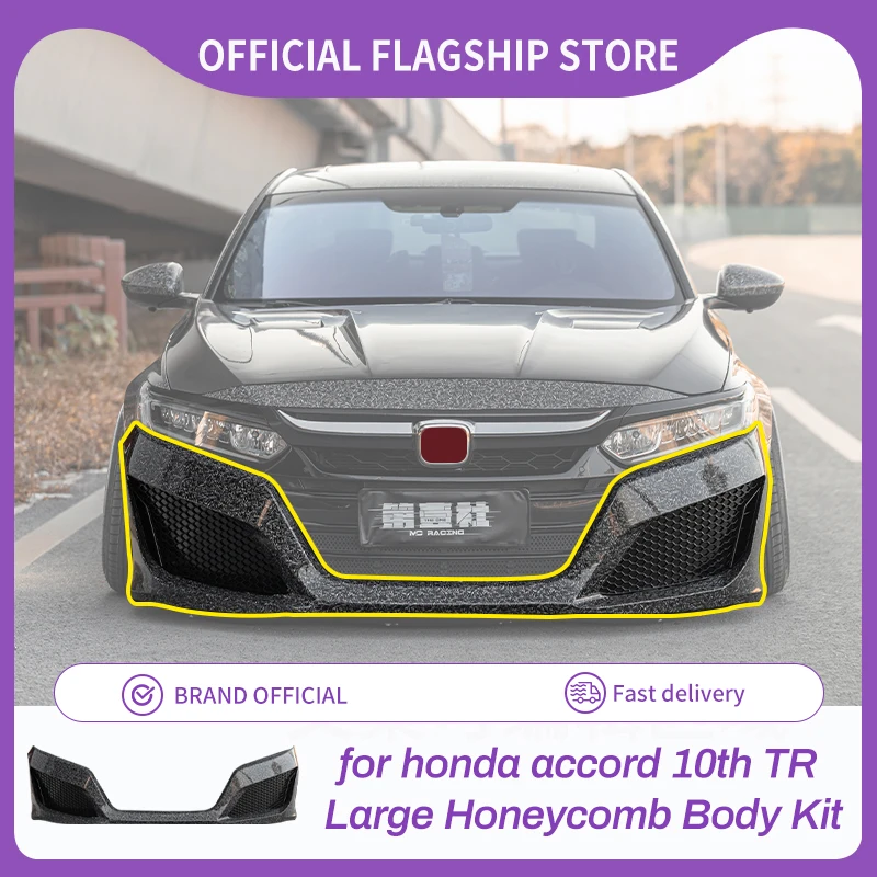 

Car Front Bumper LipTR Separator Body Kit Spoiler Separator Front Bumper Lip for Honda Accord 10th 2018-2020 big honeycomb