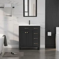 30" Bathroom Vanity with Sink Combo, Painted Modern Bathroom Storage Cabinet with Ceramic Sink, Two Doors and Three Drawers 1