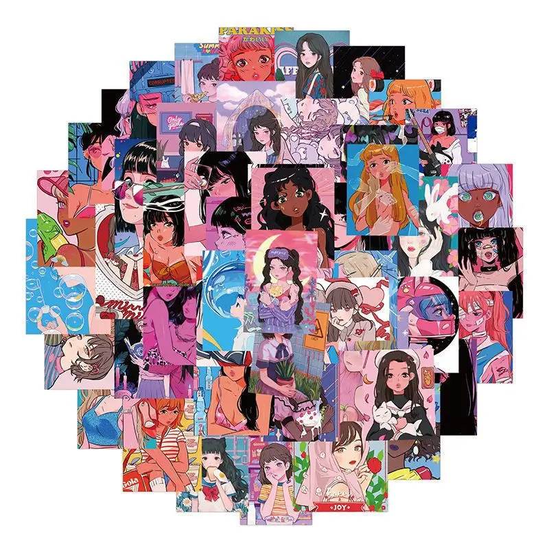 

50pcs Anime Character Sticker Sexy Cute Beauty Graffiti Creative Trend Sticker