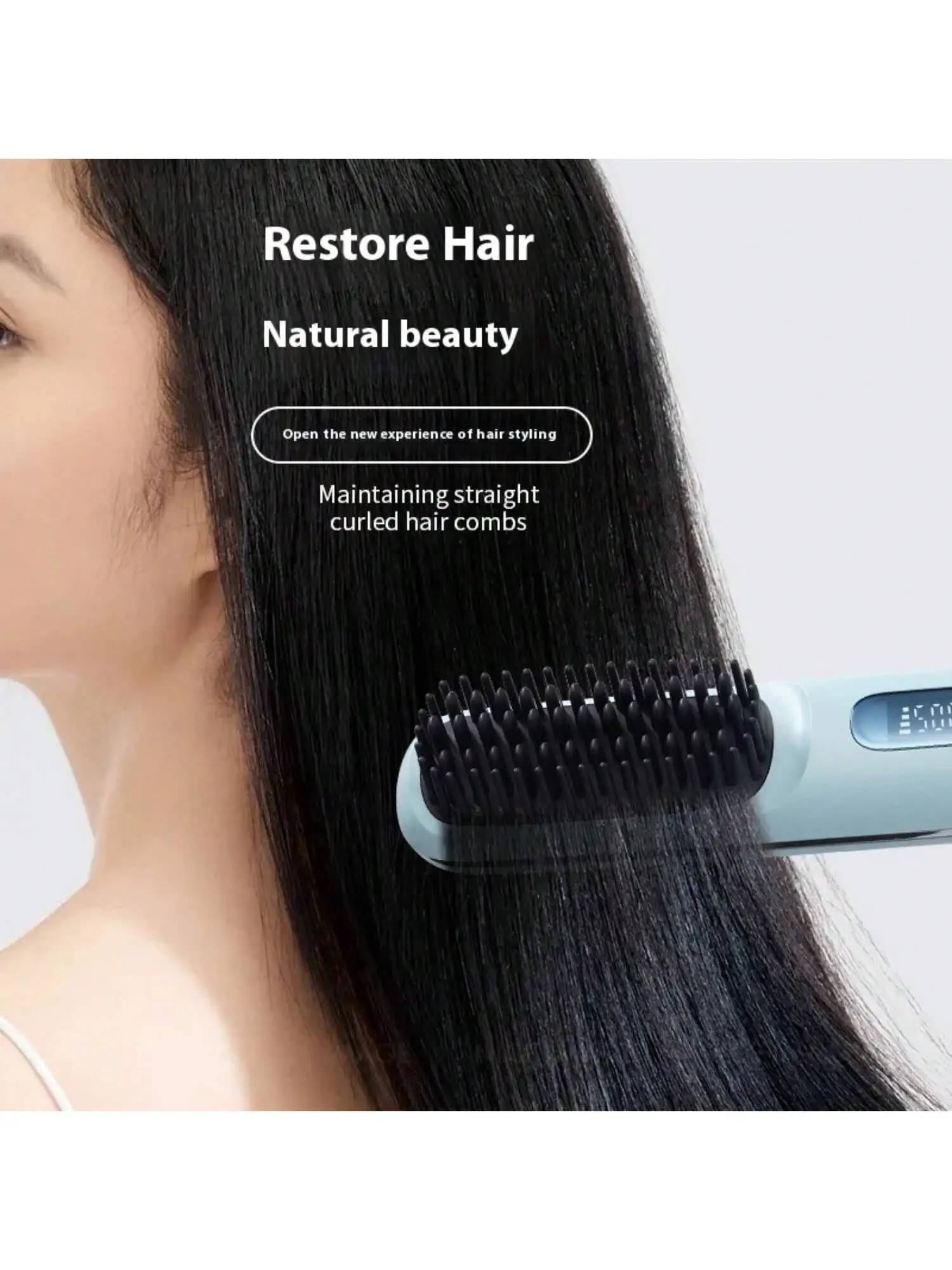 New Wireless LCD Hair Straightening Comb, USB Rechargeable Ceramic Heated Straightener Brush, Portable Negative Ion Hair Straigh 4