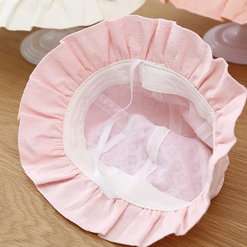 Lace Ruffle Baby Bucket Flower Princess Girl Sunscreen Fisherman Cap Summer Thin Cotton Newborn UV Protection Sun Hat 3-18M 모자 5