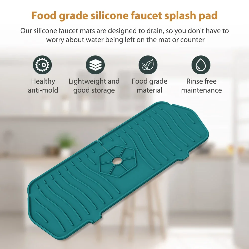 Silicone Faucet Mat For Kitchen Sink Splash Guard Drain Pad Bathroom Faucet Splash Water Catcher Mat Sink Countertop Protector