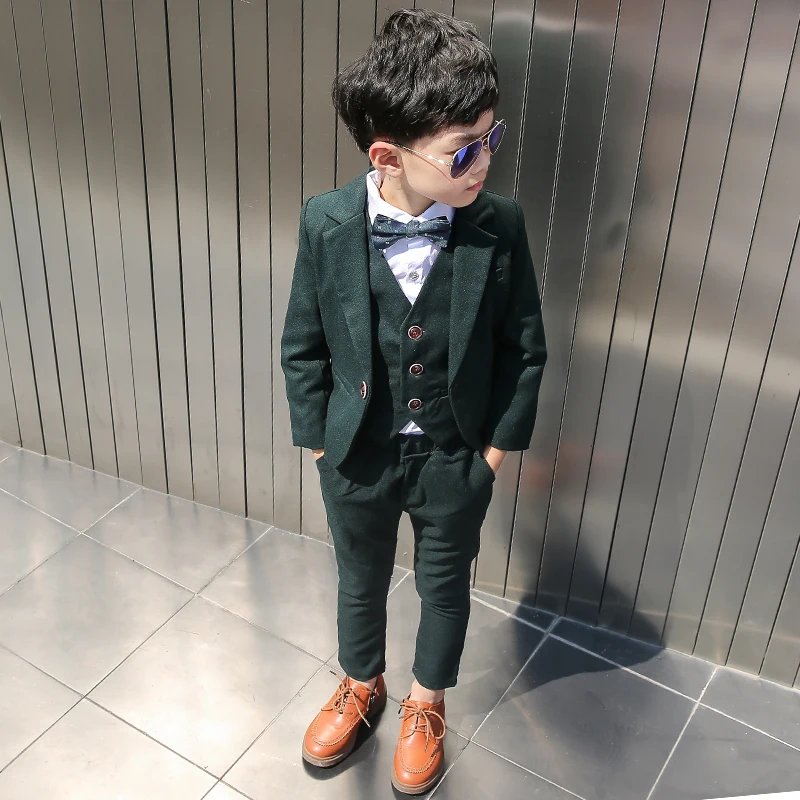 Blended Dress For Kids Boy In Campus Print Light Green Color