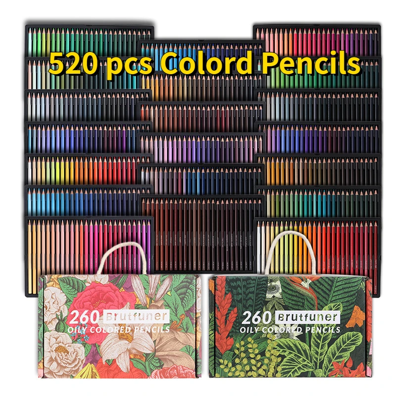 Brutfuner Colored Pencils 520pcs Set Oil Professional Drawing Art Coloring Pencil Gift Box