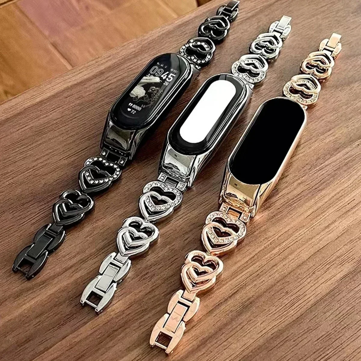 Fashion Love Heart Metal Bracelet Smartwatch Strap
