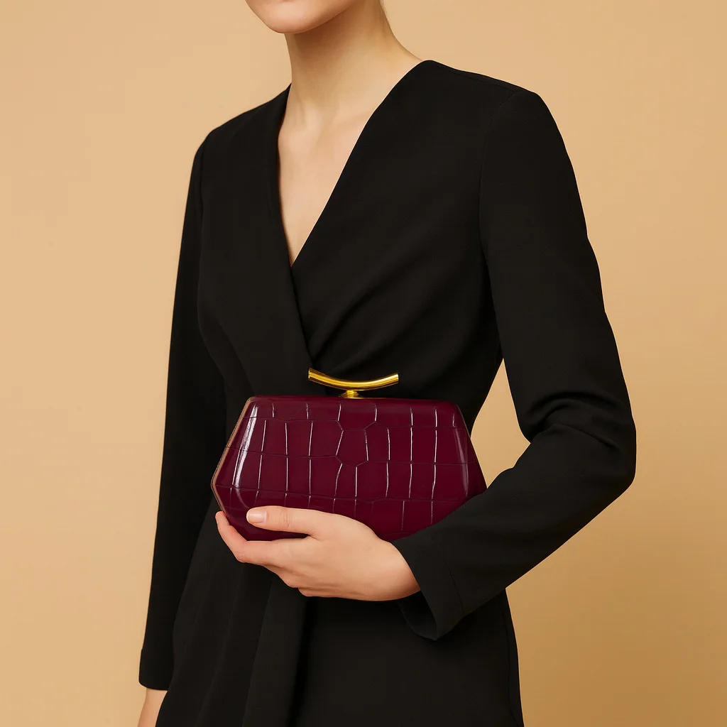 Luxury Design Top-Handle Bag For Women Evening Handbag Long Purse Crocodile Pattern Crossbody Shoulder Bags Fashionable Outfits