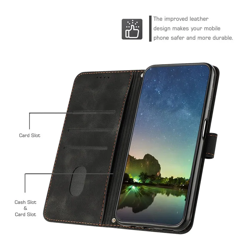 Magnetic Leather Wallet Flip Cover Case - Phone Protective Bag