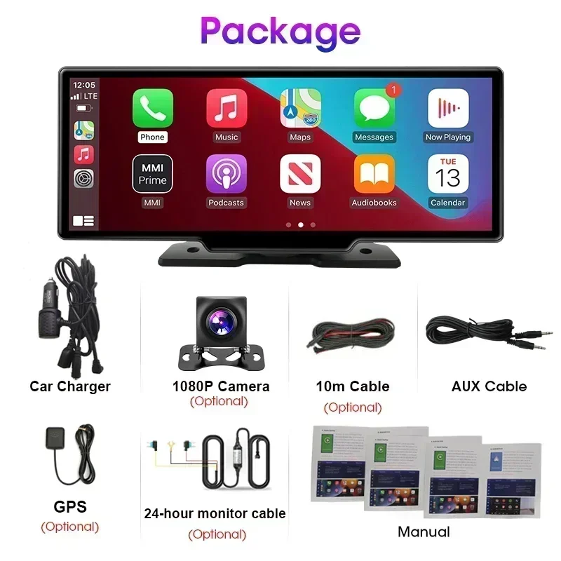JMCQ  ÷   DVR  ,  ī÷  ȵ̵ , ޴  , 4K  1080P, 10.26 ġ, 3840x2160P
