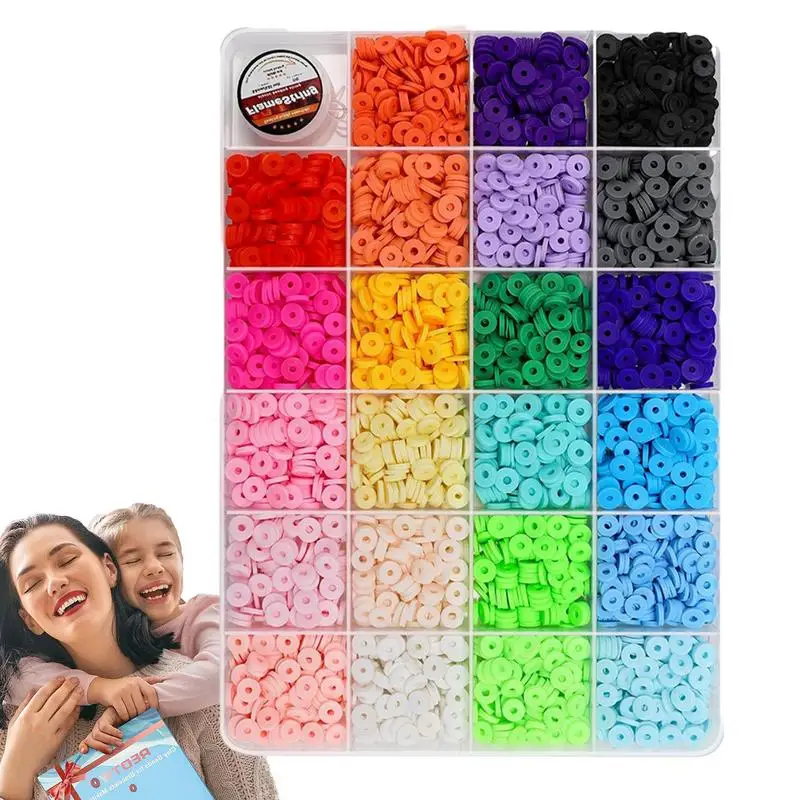 

Bracelet Making Clay Bead Kit 2500pcs Adults Kids Necklace DIY Beads Kit Creative Clay Beads DIY For Parent-Child Interaction