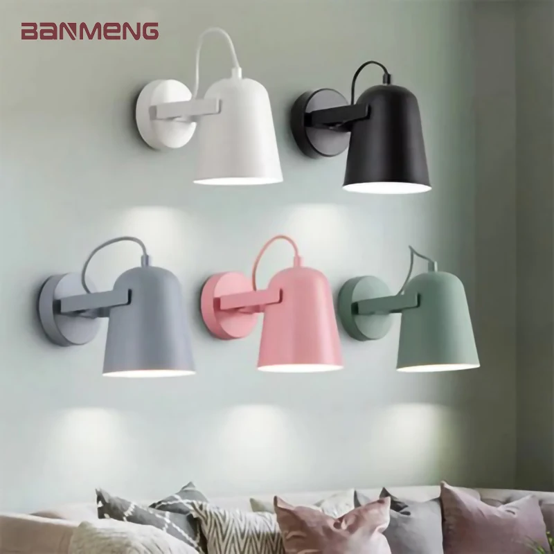 

Nordic E27 LED wall lamp iron Rotatable sconces Wall light indoor home kitchen bedroom bedside living room decoration Fixture