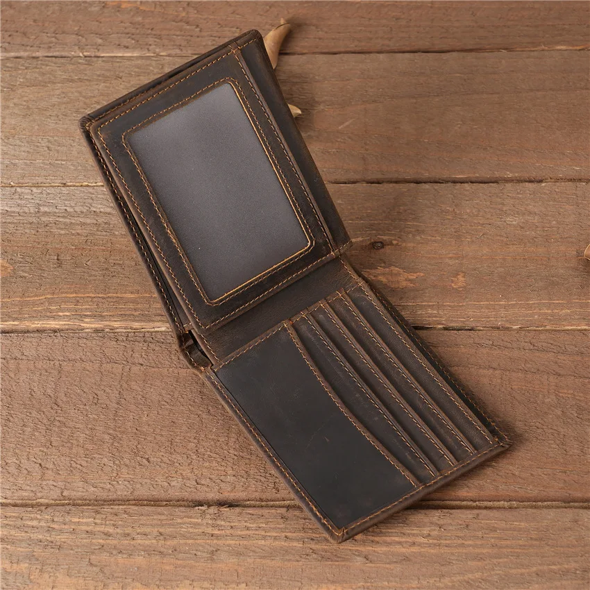Genuine Leather Men's Wallet Short Style with Multiple Card Slots