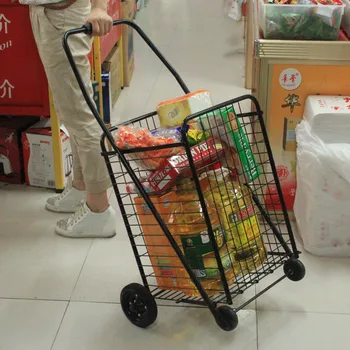 휴대용 접이식 쇼핑 카트, 경량 시장 당김 트롤리, 18L 대용량, 무료 설치, 바퀴 4 개