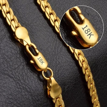 18k ouro/925 prata esterlina 6mm colar lateral completo 8/18/20/24 Polegada corrente para mulher moda masculina jóias de noivado de casamento 1