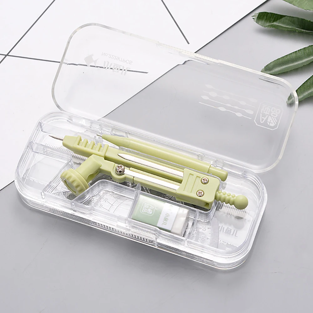 7 In1 Compass Ruler Set Mathematical Geometry Plate Stationery Math for Students Drawing Ruler Protractor Eraser Accessori 2229