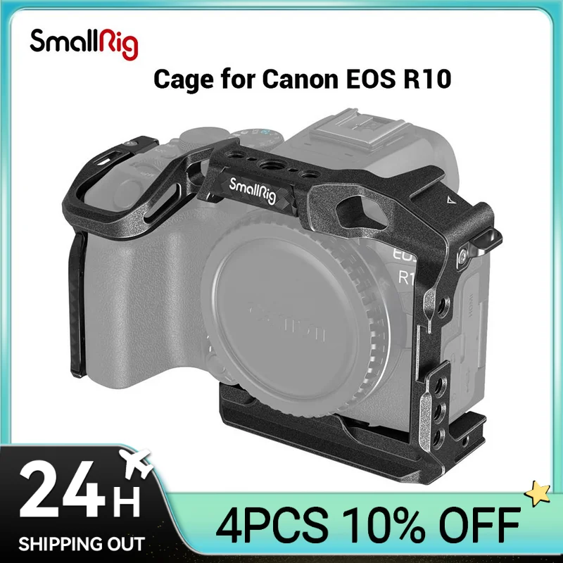 

Клетка SmallRig «Черная Мамба» для Canon EOS R10 с нижней пластиной быстрого крепления, может установить DJI RS 2/ RS 3 или штатив 4004